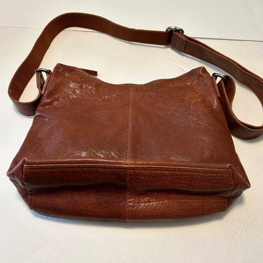 SPIKES & SPARROW Brandy Cognac Leather Crossbody Messenger Bag - Picture 2 of 8